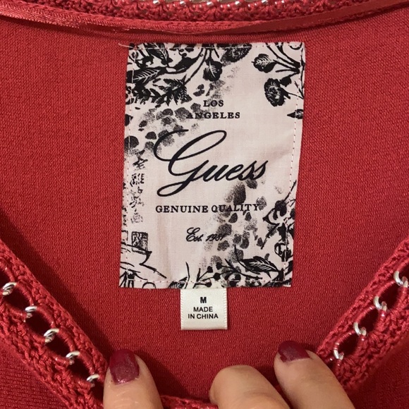 Y2K GUESS CORAL SWEATER DRESS CHAIN DETAIL KNIT SZ MED BODYCON SEXY - Picture 8 of 10